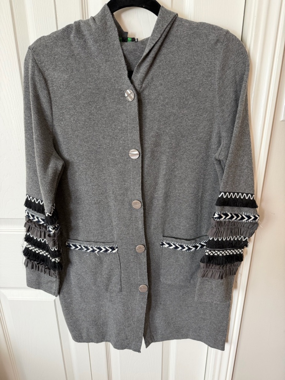 Tricotto Gray Knit Cardigan with hood